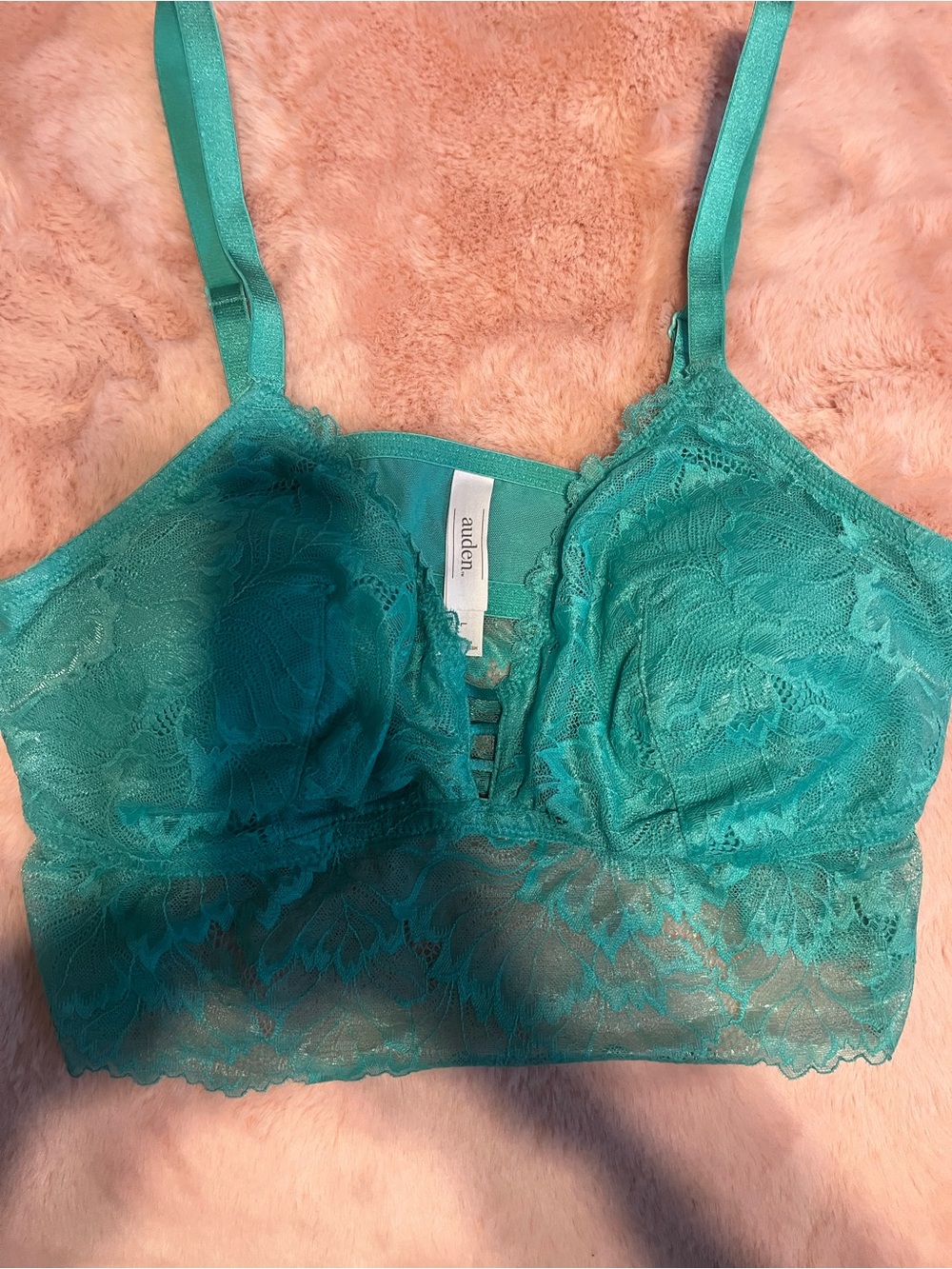 Auden Teal Lace Longline Bralette with Sheer Floral Lace